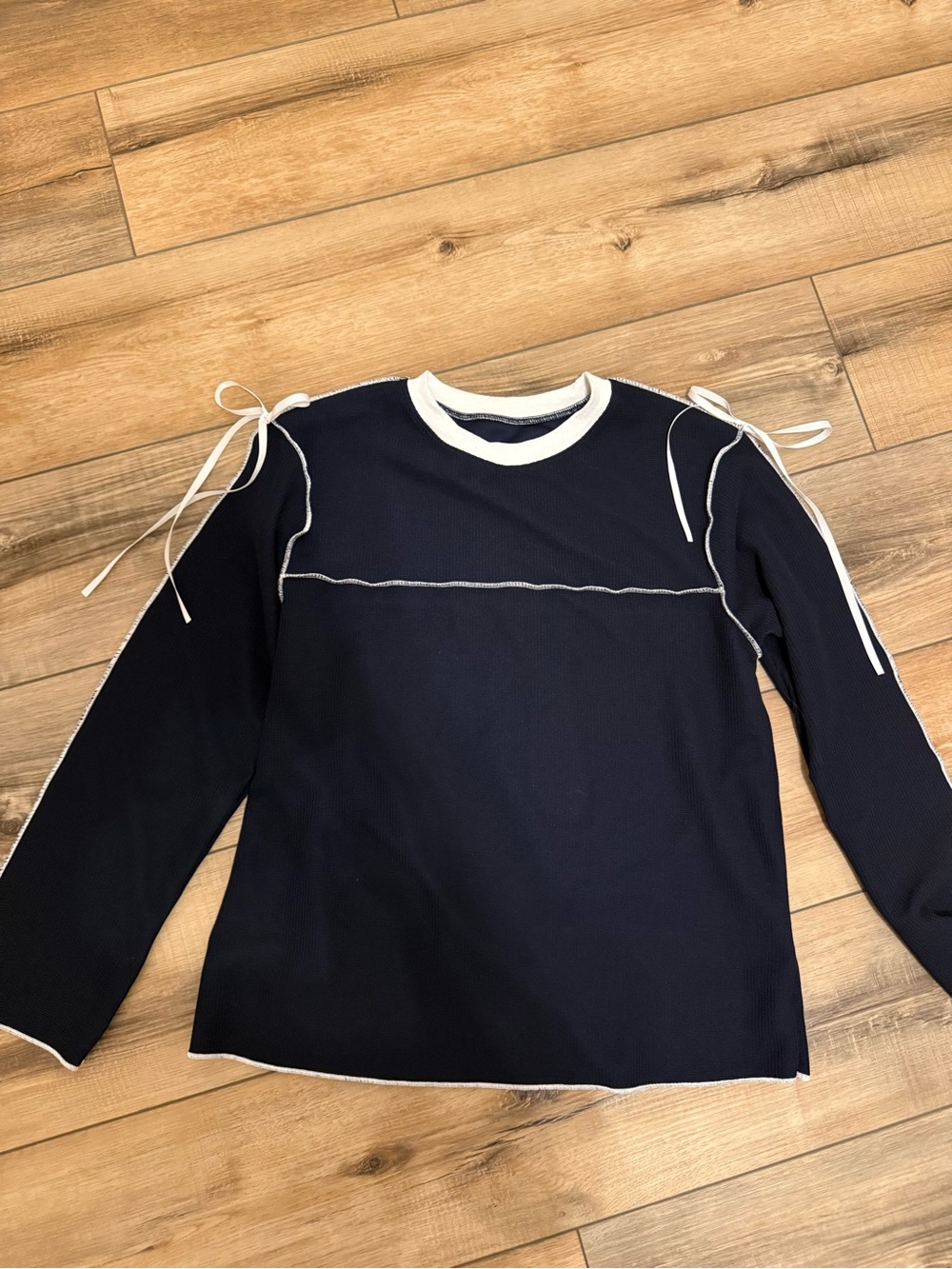 Men's Navy Knit Sweater with White Trim
